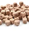 Madera de Haya 26 Letras del Alfabeto Inglés Cubos de Madera de 12mm Perforados Juguete para Morder Bebé Djy Accesorios de Joyería