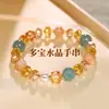 Pulsera de Capas con Perlas de Cristal y Cuentas Amarillas Multicolor para Mujer, Lujo Ligero Nicho Moda Exquisita Pulsera de Cristal Artificial Deslumbrante