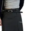 Pantalones Originales de Comercio Exterior de Tiro Bajo Nuevos con Cinturón Decorativo, Cinturón Único de Media Luna, Versátil Cinturón Negro de Cuero Estilo Coreano