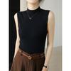 Zhengqite Roupas/ Colete Tricotado Feminino de Gola Alta Parcial, Slim Fit em Lã Merino Sem Mangas Pulôver Camada Base Top
