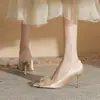 Zapatos de Boda Jingang Ch8089-6 Zapatos para Recién Casados Tacones Altos Bajos Mujer 2025 Nuevos Zapatos de Tacón de Aguja Puntiagudos Primavera y Otoño