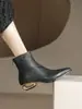 Botines Cortos de Tacón Bajo Nuevos Otoño e Invierno 2026 para Mujer, Botines Individuales Primavera y Otoño, Tacón Grueso, Punta Fina, Botas de Cuero Británicas Versátiles, Botas de Algodón, Talla Grande