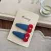 Estilo Coreano Xadrez Vermelho e Azul Jeans Gatinho Kt Crianças Grampo de Cabelo Fofo Desenho Animado Meninas Acessórios de Cabelo Franja Cabelo Quebrado Adorno de Cabeça Grampo de Cabelo