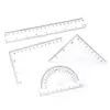 Conjunto de Régua Plástica Transparente para Estudante Conjunto de Quatro Peças Régua Reta 20cm Conjunto de Ferramentas de Desenho Esquadro Conjunto de Estojo de Armazenamento Material de Escritório
