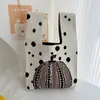 Bolso Chaleco Bolso Chaleco Bolso de Mano Tejido Casual Bolso de Mano Contraste de Color Ajedrez Bolso de Mano Coreano de Lujo Ligero