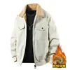 Jaqueta Masculina Inverno Plus Veludo Espessada Tecido de Veludo Cotelê Jaqueta de Lã de Cordeiro Masculina Solta Casual Roupa Externa Top