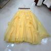 Saia de Organza Australiana Transfronteiriça Europeia e Americana com Flores Tridimensionais e Design de Saia Tutu com Bainha Larga Elegante Saia