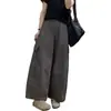 Pantalones de Trabajo de Algodón Titanio para Mujer, Otoño 2026 de Cintura Alta Ajustados Cortos de Pierna Ancha, Delgados Sueltos con Bolsillos Talla Grande Casuales