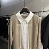 Camisa Camada Baobaojia Estilo Old Money com Gola Reversível, Suéter de Tricô Falso Duas Peças para Mulheres, Blusa de Designer Início do Outono 2026