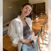 Loja Principal Shanghai Dan Nong/26 Camisola Branca para Mulheres, Tricô da Estação Primavera, Top sem Mangas para Usar por Baixo ou por Cima