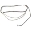 Cadena de Cintura Metálica con Perlas para Mujer Ins Tendencia Falda JK Traje Abrigo de Lana Cinturón de Cadena Cintura Versátil