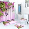 En stock en fábrica cortina de ducha de poliéster con impresión digital creativa cortina de ducha de flor de mariposa serie flor de mariposa cortina divisoria