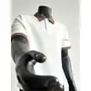 Camisa Polo de Estilo Americano para Hombre Verano 2026, Manga Corta, Cuadros, Parches, Bloques de Color, Cuello, Top de Moda para Hombre, Camiseta para Hombre