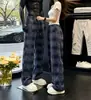Pantalones de cuadros escoceses para hombre y mujer, holgados para primavera y otoño, pantalones anchos de pareja, casuales, buena caída, pantalones largos de pierna recta