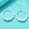 Nuevos Pendientes de Perla Oversize con Aguja Plateada Exagerada Estilo Retro Moda Pendientes de Gama Alta Pendientes Pendientes Joyería para Mujer