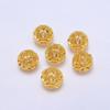 Cuentas espaciadoras recortadas recubiertas de oro de 14 quilates que preservan el color, bolas de flores de 8 mm, cuentas sueltas para pulseras, collares, accesorios de cuerda trenzada con cuentas, venta al por mayor