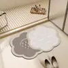 Capacho Criativo com Padrão de Flor Alienígena, Tapete de Banheiro de Lama Diatomácea com Absorção de Água, Tapete de Pé Antiderrapante para Porta de Banheiro e Vaso Sanitário