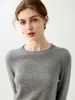 Suéter de Cachemira Pura Estilo Perezoso Suave para Mujer Cuello Redondo Jersey de Punto Versátil Suéter de Cachemira Top Base Adelgazante