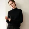 Novedad Otoño e Invierno Suéter de Cachemira de Punto Grueso de Siete Puntos con Mangas Raglán para Mujer Suéter Pulóver de Punto Corto de Cuello Semi Alto