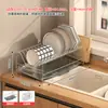 Estante de Secado de Cocina de Acero Inoxidable 304 Estante de Almacenamiento para Platos y Tazones de Encimera con Ranuras para Drenaje de Agua y Soporte para Utensilios