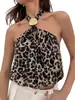Nuevo Top Corto de Verano para Mujer con Estampado, Cuello Halter, Espalda Descubierta con Metal, Sin Mangas