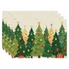 Estampado de Lino Árbol de Navidad Transfronterizo Decoración de Restaurante Occidental Mantel Aislante Térmico Mantel para Reunión Venta Caliente Transfronteriza Mantel de Navidad