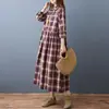 Foto Real do Novo Vestido Longo de Xadrez Slim com Lapela, Moderno e Confortável para Outono e Inverno de 2025