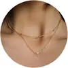 Collar de Doble Capa con 26 Letras para Mujeres y Niñas, Cadena de Clavícula en Capas de Cuentas de Arroz de Acero Inoxidable, Collar con Letra Inicial