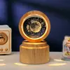 Bola de Cristal Transfronteiriça Base Giratória com Textura de Madeira Luminária Noturna Brilhante Lâmpada do Céu Estrelado 3D Decoração de Mesa Presente Criativo de Feriado