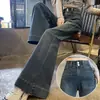 Calça Jeans Wide Leg Flare Cinza Cimento para Mulheres 2025 Tendência Nova Inverno Petite Cropped Bootcut