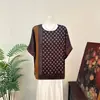 Blusa solta jacquard estilo chinês retrô com gola redonda e manga curta para mulheres, novo modelo de verão 2026, estilo nacional, valoriza a silhueta