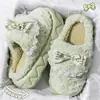 Pantuflas de algodón con lazo para mujer, nuevo modelo otoño e invierno 2026, para uso en interiores en casa, de suela gruesa, que aumentan la altura, pantuflas de algodón de suela suave