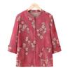 Camisa de Verão da Vovó 2025 Novo Estilo Blusa Feminina para Meia-Idade e Idosos, Roupa de Verão da Mamãe, Conjunto Estiloso para Senhoras Idosas