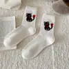 Calcetines Lindos de Gato de Dibujos Animados para Mujer, Calcetines Gruesos Cálidos de Tubo Medio para Otoño e Invierno, Calcetines Holgados Estilo Universitario, Calcetines de Lana Sin Costuras