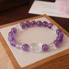 Pulsera de Amatista Natural de 8 mm para Mujer, Cuentas de Cristal Morado Oscuro, Nueve Fuego Púrpura, Nueva Pulsera con Cierre de Seguridad Chinoiserie