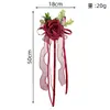 Nova Decoração de Carro de Casamento com Flores Artificiais, Maçanetas de Porta de Frota de Casamento, Decorações de Espelho Retrovisor, Flores Artificiais para Carro Estilo Fita de Rosa