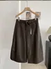 Pantalones casuales KEKEZOON de estilo coreano, tiro alto, largo tres cuartos, pierna ancha, corte holgado, adelgazantes, pierna recta, de cuero PU para otoño, 9093