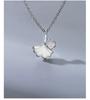 Sansheng Lucky Colar s925 Sterling Silver White Fritillaria Colar Mulheres Luz Luxo Ginkgo Folha Clavícula Cadeia Presente de Aniversário