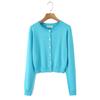 Cardigan Tejido de Punto Elegante Estilo Europeo y Americano Transfronterizo Z 2025 Nueva Moda Femenina Retro Americano Amarillo Claro Cuello Redondo Manga Larga