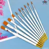 Conjunto de 10 peças pincéis de pintura a óleo brancos pincéis de pintura artística transfronteiriços pincéis de pintura com cerdas de nylon pincéis de pintura gouache acrílico atacado