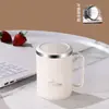 Taza de Agua de Acero Inoxidable 304 con Tapa y Cuchara Taza de Oficina para Mujeres Taza de Té con Separador de Té