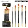 Panwenbo Cross-border 5 Pack Art Brush Nylon Cabelo Preto Rod Brush Estudante Pintura Guache Conjunto de Pincéis de Óleo