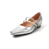 Zapatos Mary Jane de Piel de Vaca con Doble Hebilla, Punta Cuadrada Pequeña, Aumentadores Invisibles de Altura, Adelgazantes, Cuña de Tacón Medio, Piel Genuina, en Varios Tamaños 2026