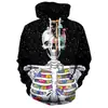 Suéter de manga larga con estampado digital 3D transfronterizo para hombre, sudadera con capucha de calavera de terror de Halloween, estilo europeo y americano, para comercio exterior