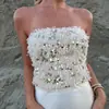 Comércio Exterior Nova Roupa Sexy Feminina Estilo Europeu e Americano Lantejoulas Borda Crua Roupa de Banho Tomara-que-caia Férias na Praia Su4162