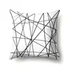 Funda de Almohada de Poliéster Funda de Almohada Estampada en Blanco y Negro Funda de Cojín de Cintura Cojín Geométrico Funda de Cojín de Mesita de Noche QTA33