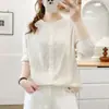 Camisa Artística Especial Plus Size Feminina 100kg Nova Outono Emagrecedora Renda Bordada Blusa para Meninas Plus Size 0869