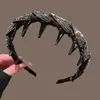 Faixa de Cabelo Preta de Cano Alto para Mulheres com Dentes, Faixa de Cabelo Fofa, Novo Estilo 2026, Sensação de Luxo, Uso Diário, Grampo de Cabelo com Strass
