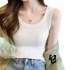 Amarillo Dopamina Tirante Cruzado Mujer Cuello en U Correa Ancha para el Hombro Uso Interior Espalda Bonita Mujer Cuatro Estaciones Hilo Tejido Elástico Ropa Exterior Camiseta Mujer