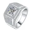 Transmisión en Vivo Transfronteriza Más Vendidos Anillos para Hombre Llenos de Diamantes, Anillos de Lujo Ligero de Moda para Hombre, Anillos de Diamante de Imitación Moissanita, Anillos Abiertos, Accesorios
